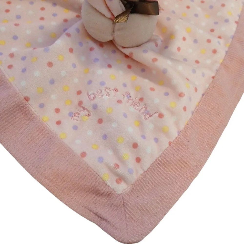 GARANIMALS My Best Friend Security Blanket Lovey Plush Pink Brown Dots Pigtails